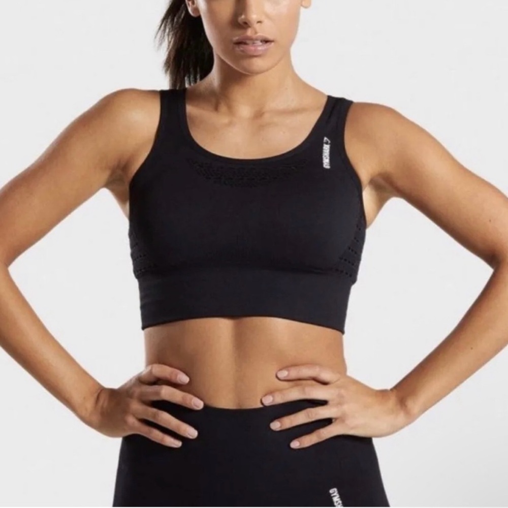 GYMSHARK Energy Seamless Crop Top Black - Picture 2 of 8